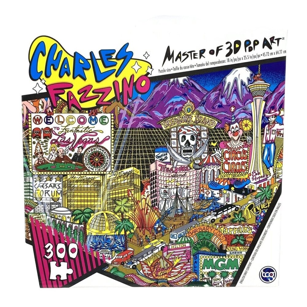Charles Fazzino Jigsaw Puzzle Welcome To Fabulous Las Vegas Pop Art 300 Pc 19x25